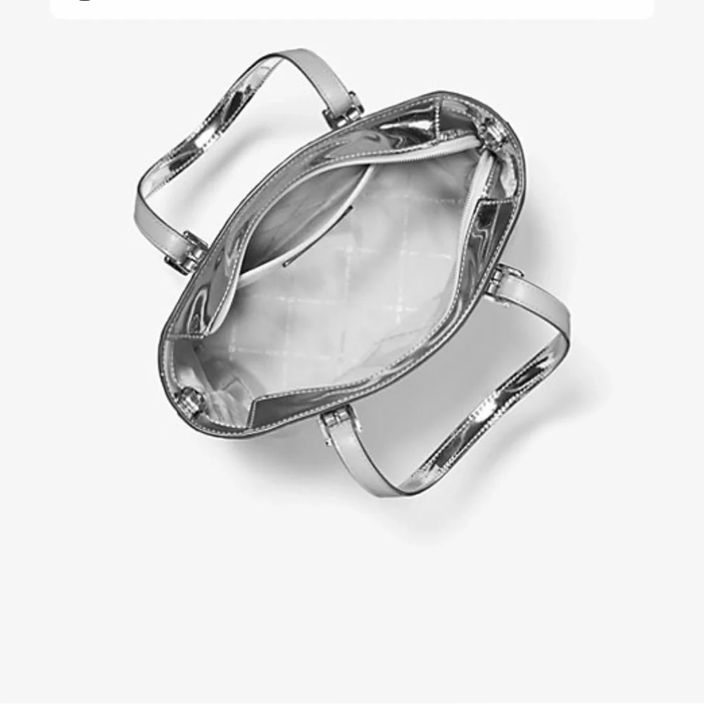 Michael Kors Silver Jet Set Extra Sm Metallic Logo Convertible Tote Wallet Set - Picture 4 of 8